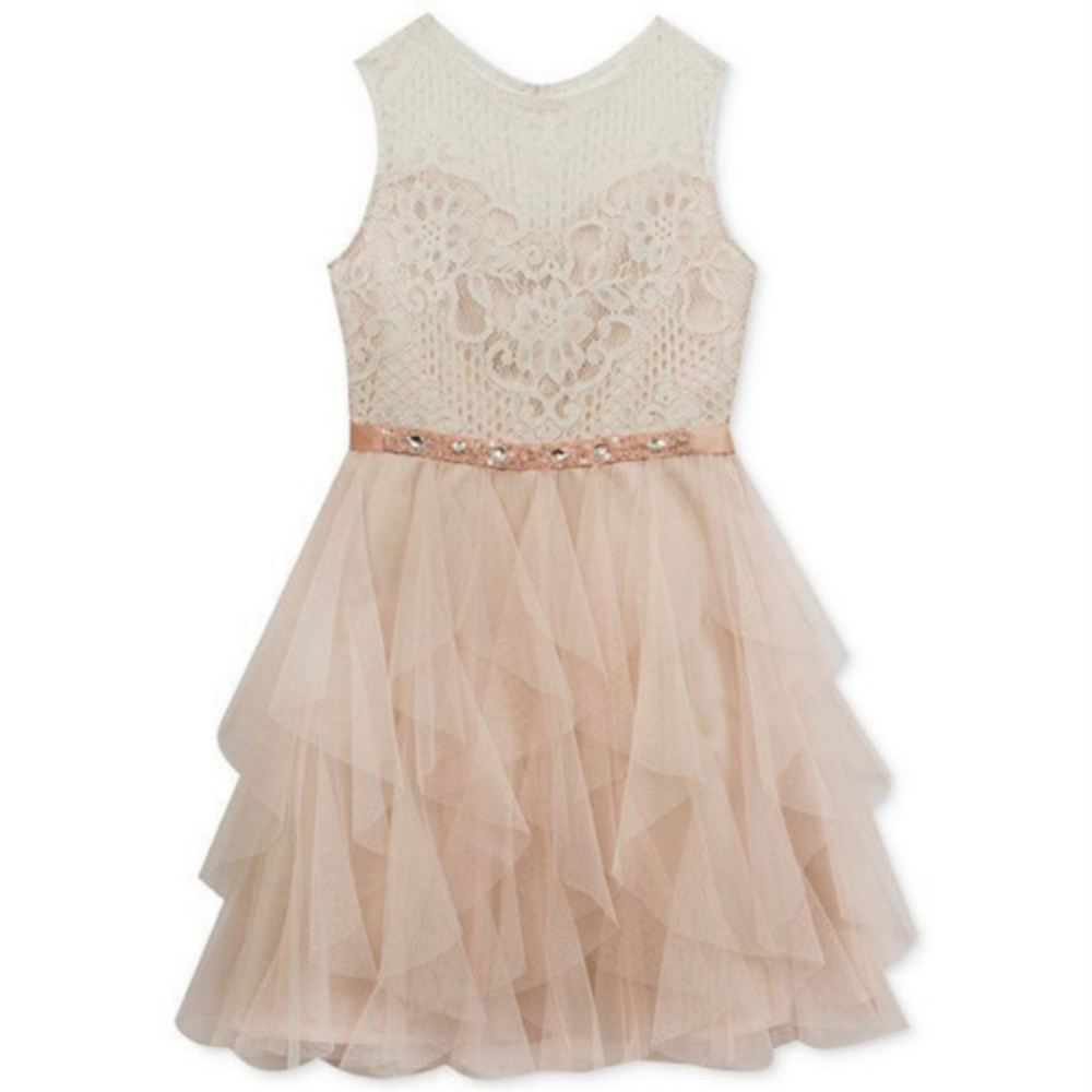 Rare Editions Lace Bodice Dress Big Girls Plus